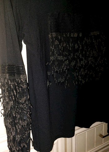 Siyah Uzun Kollu püsküllü Kadın Bluz - Görsel 3