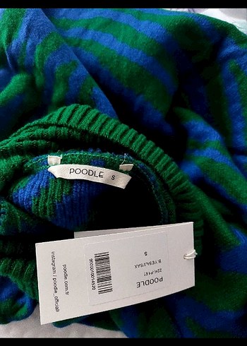 Yeşil Mavi Zebra Desenli Boğazlı Kadın Kazak - Görsel 3