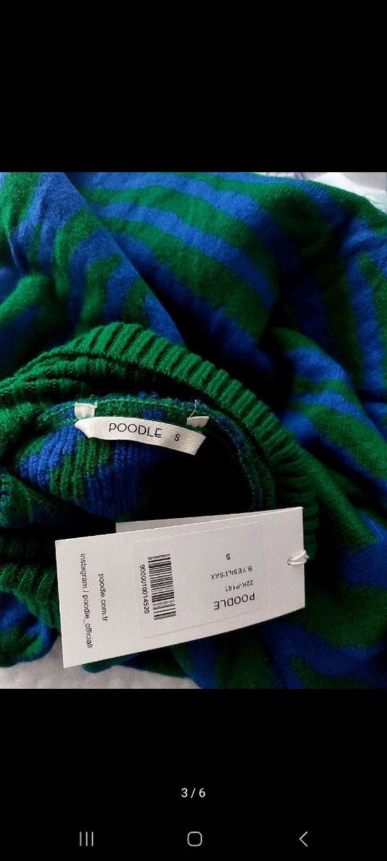 Yeşil Mavi Zebra Desenli Boğazlı Kadın Kazak - Görsel 3