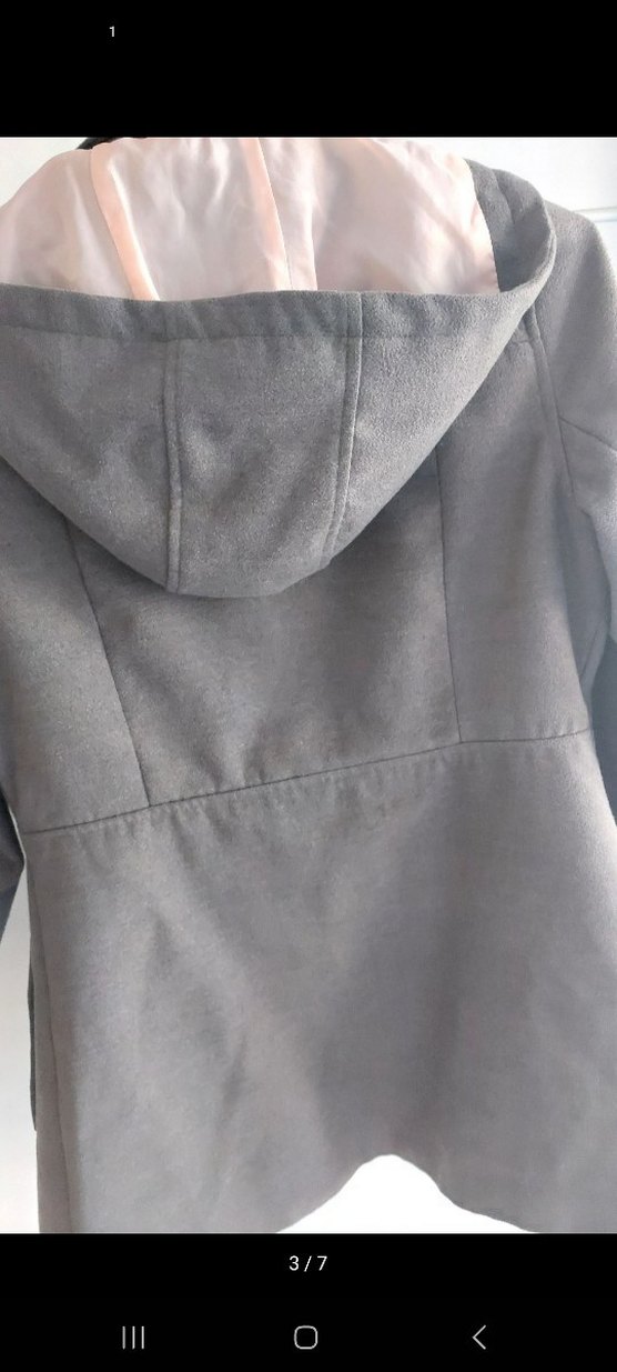 Düğmeli Gri Kadın midi Kaban - Görsel 3