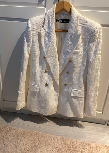 Zara Ekru Dokulu Cift Sirali Blazer