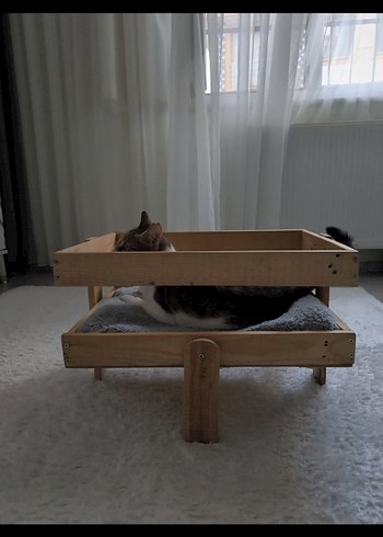 Ahşap Petek üstü Kedi Yatağı (yer yatağına da dönüşüyor) - Görsel 6