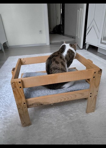 Ahşap Petek üstü Kedi Yatağı (yer yatağına da dönüşüyor) - Görsel 8