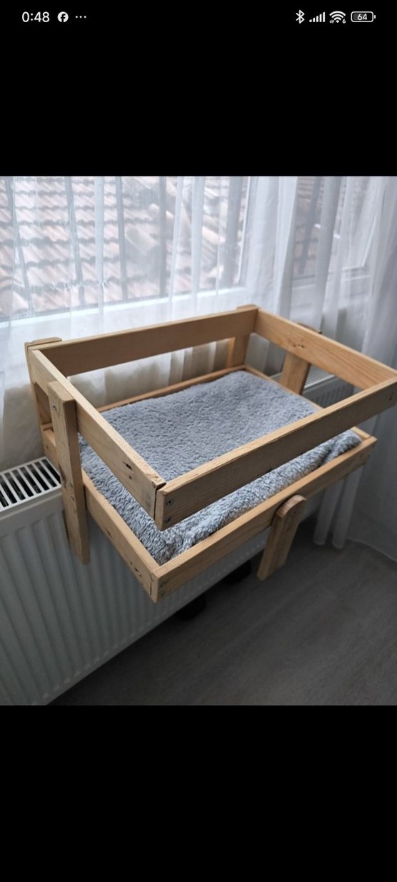 Ahşap Petek üstü Kedi Yatağı (yer yatağına da dönüşüyor) - Görsel 4