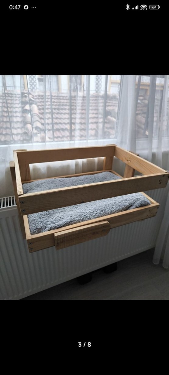 Ahşap Petek üstü Kedi Yatağı (yer yatağına da dönüşüyor) - Görsel 3