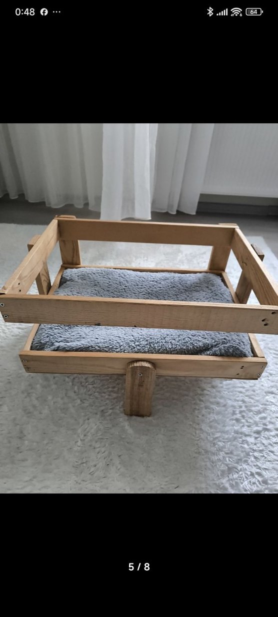 Ahşap Petek üstü Kedi Yatağı (yer yatağına da dönüşüyor) - Görsel 5