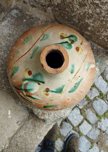 Pastel Renkli Bej Seramik antika küp, vazo - Görsel 2