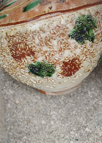 Pastel Renkli Bej Seramik antika küp, vazo - Görsel 4