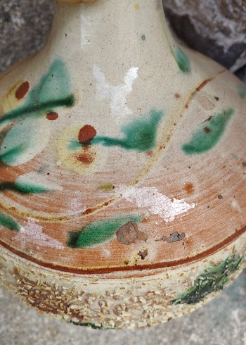 Pastel Renkli Bej Seramik antika küp, vazo - Görsel 3