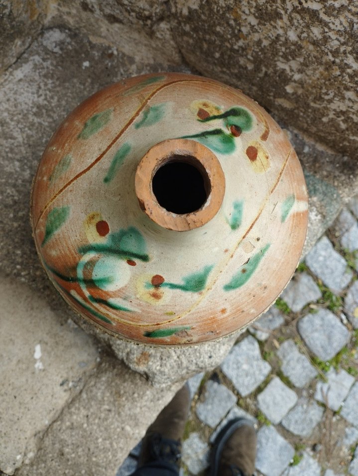 Pastel Renkli Bej Seramik antika küp, vazo - Görsel 2