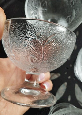 nostaljik  Desenli Şeffaf Cam reçellik ,Kase Seti - Görsel 3