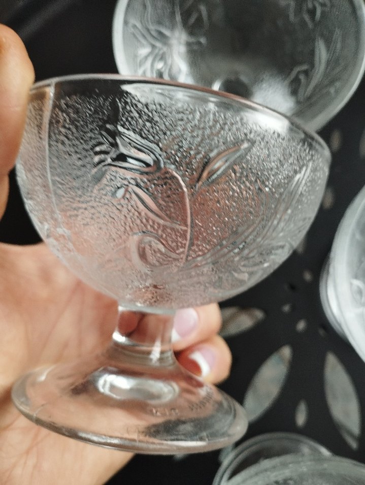 nostaljik  Desenli Şeffaf Cam reçellik ,Kase Seti - Görsel 3