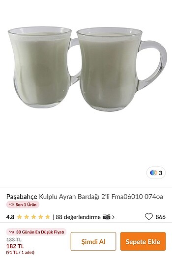 2 adet büyük boy ayran bardağı
