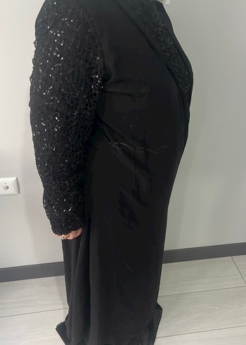 Siyah Uzun Kollu Payetli Gotik Abiye - Görsel 2