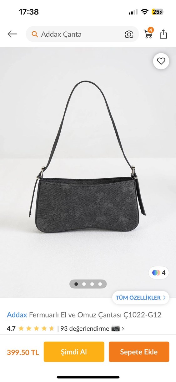 Siyah Süet Tokalı Kadın Omuz Çantası - Görsel 4