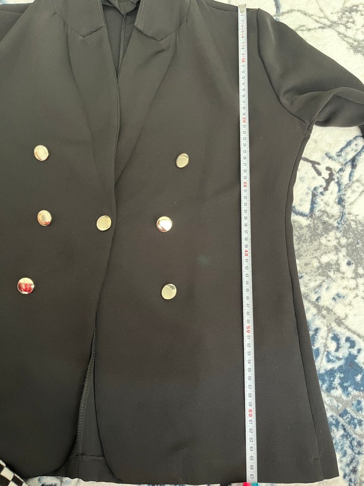 Düğmeli Siyah Kadın Blazer Ceket - Görsel 4