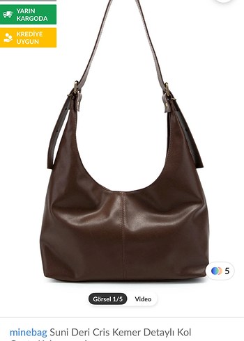 Kahverengi Deri Kadın Omuz Çantası - Görsel 2