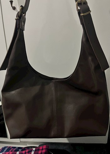 Kahverengi Deri Kadın Omuz Çantası - Görsel 3