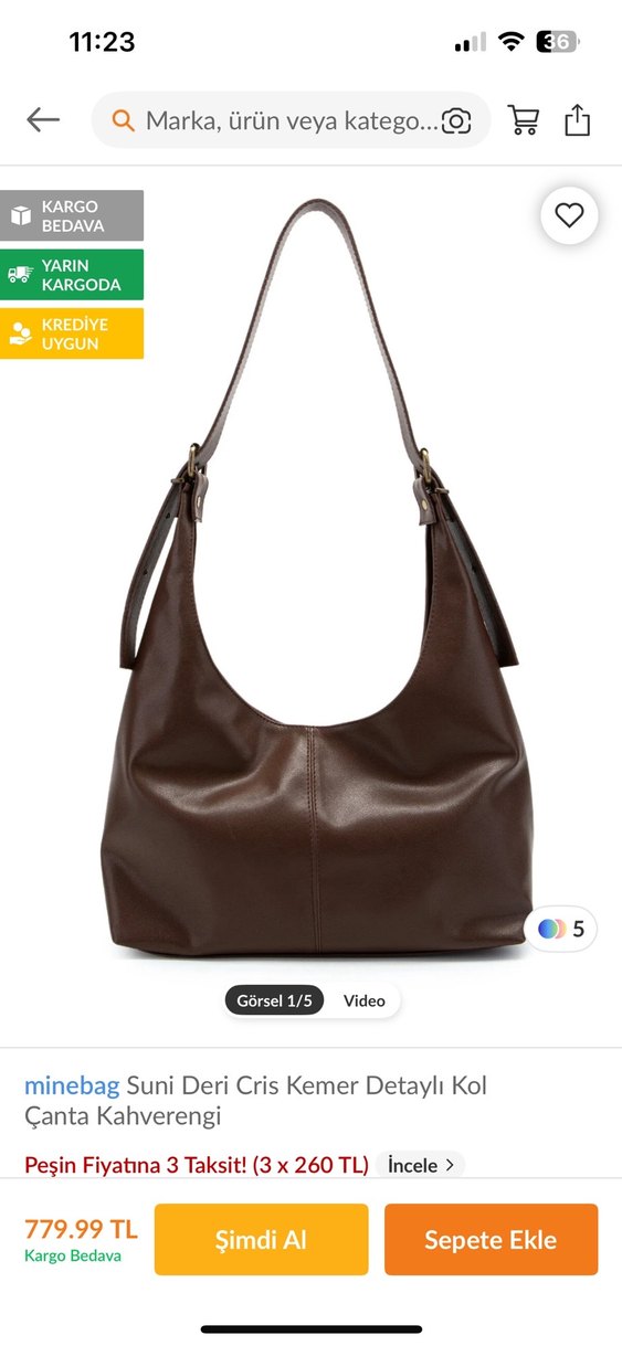 Kahverengi Deri Kadın Omuz Çantası - Görsel 2