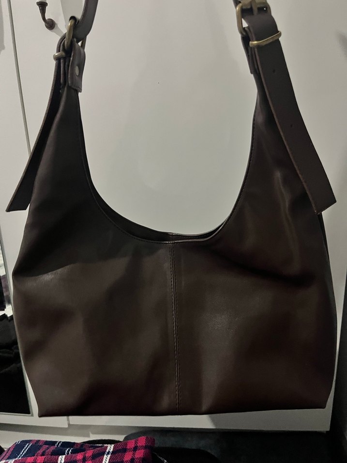 Kahverengi Deri Kadın Omuz Çantası - Görsel 3