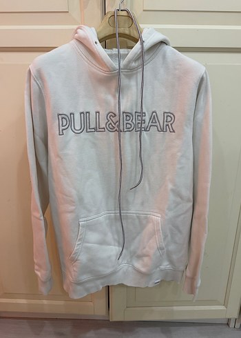 Pull and Bear Pull Bear Beyaz Kapusonlu Sweatshirt