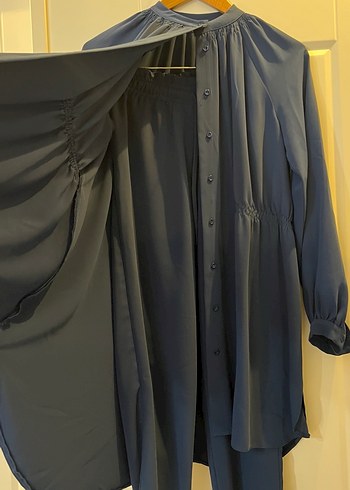 Uzun Lacivert Salaş Kadın Tunik Pantalon Takım - Görsel 2