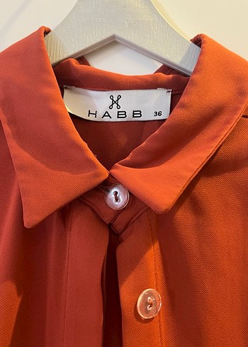 Düğmeli Uzun Turuncu Kadın Tunik - Görsel 3