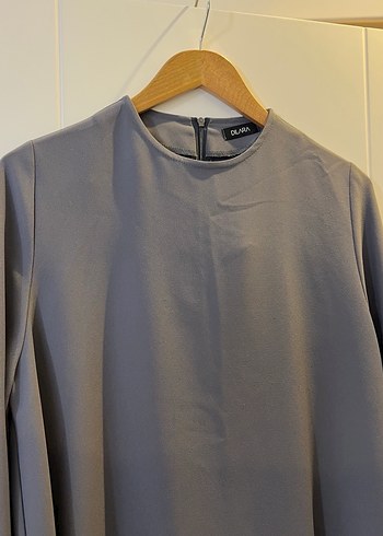 Gri Uzun Kollu Kadın Tunik Pantolon Takım - Görsel 2