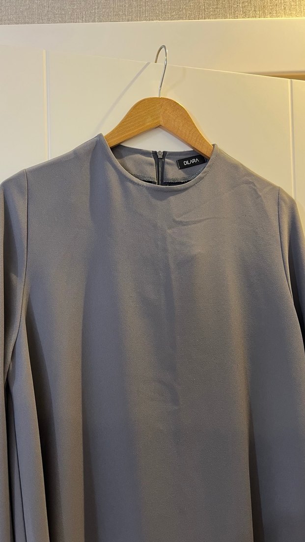 Gri Uzun Kollu Kadın Tunik Pantolon Takım - Görsel 2