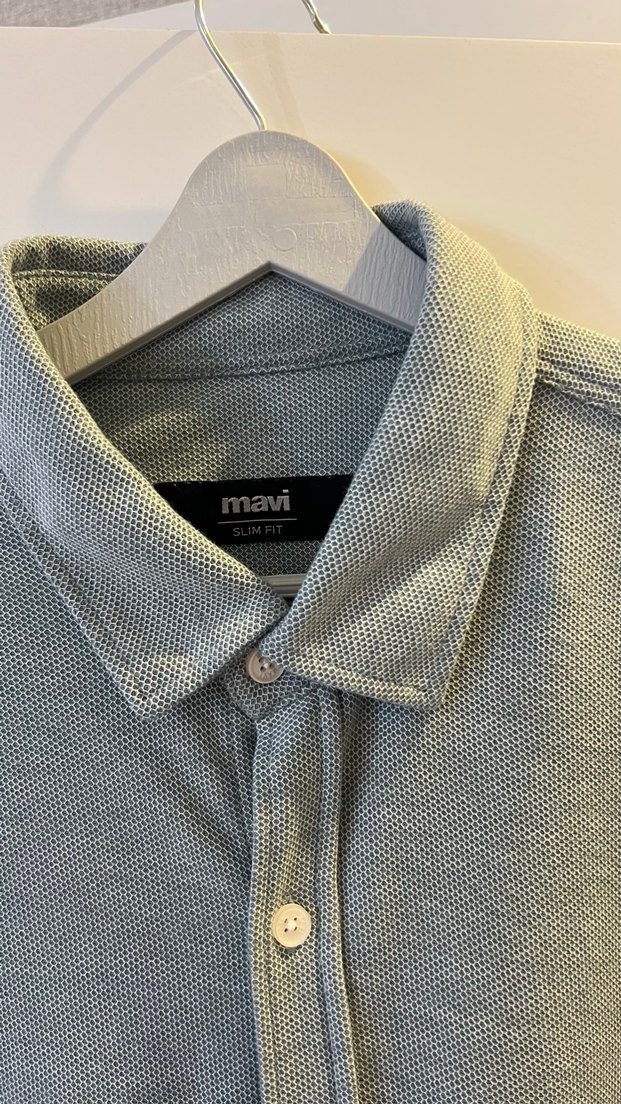 Yeşil Erkek Gömlek Düğmeli Uzun Kollu - Görsel 3