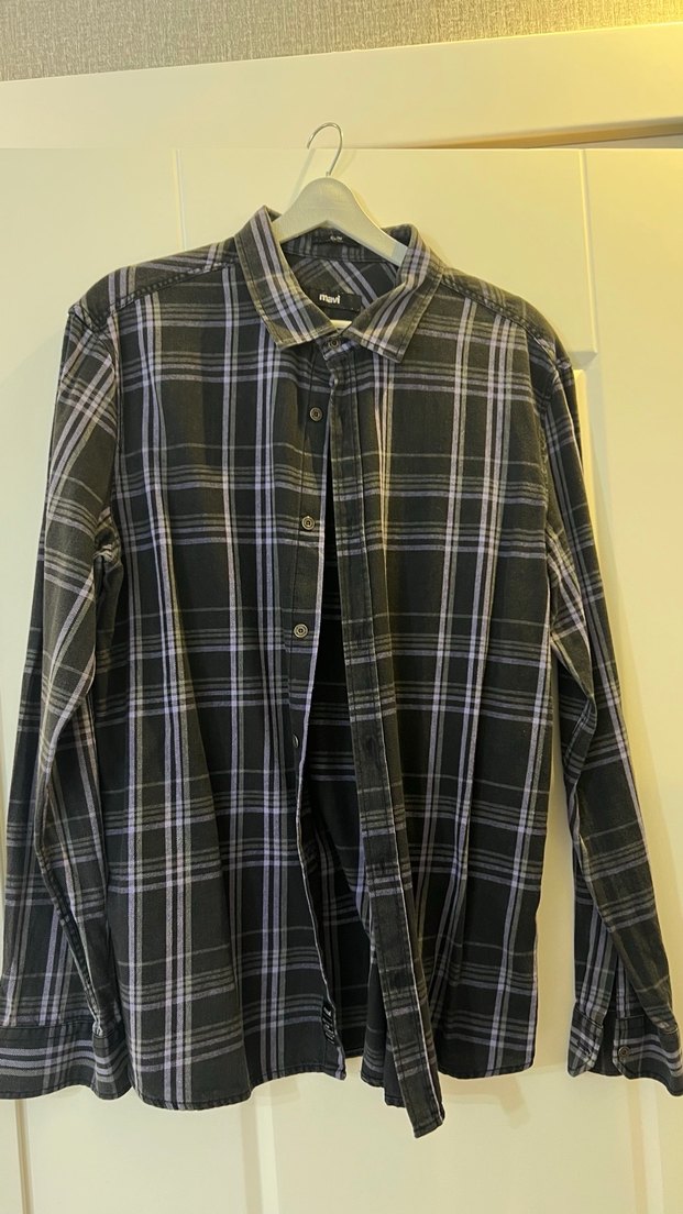 Gri Ekose Desenli Uzun Kollu Erkek Gömlek - Görsel 2