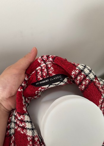 LC Waikiki Kırmızı Gri Ekose Düğmeli Kadın Gömlek
