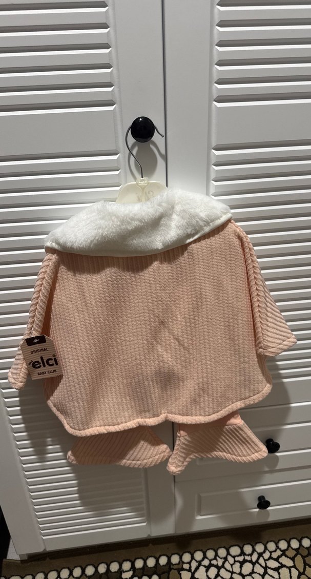 Pembe Kız Çocuk Peluş Yakalı Panço - Görsel 2