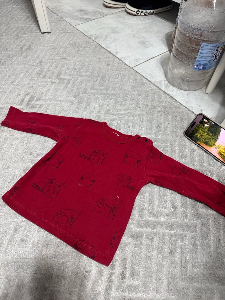 Bordo Ekoseli Örgü Çocuk Battaniyesi - Görsel 2