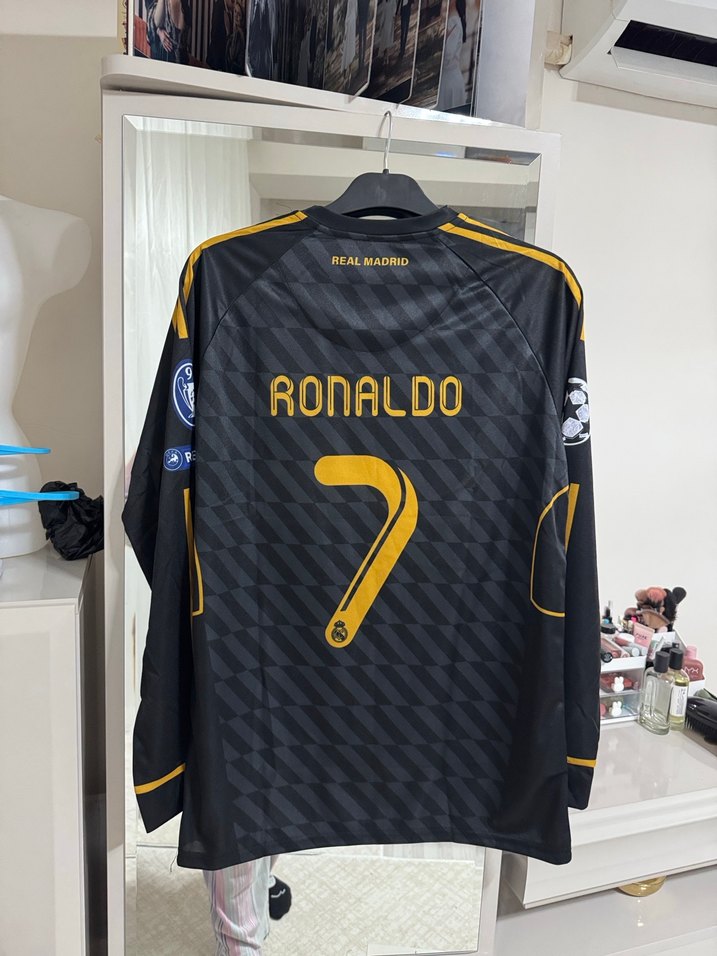 Erkek Siyah Adidas Real Madrid Uzun Kollu Forma - Görsel 3