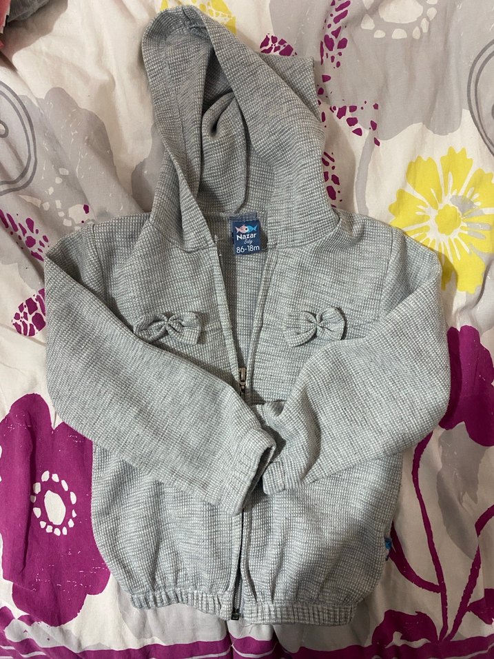 Kız Çocuk Kapüşonlu Gri Sweatshirt - Görsel 2