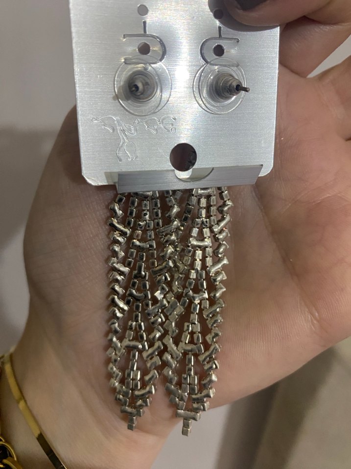 Uzun sarkıt küpe taşlı - Görsel 3