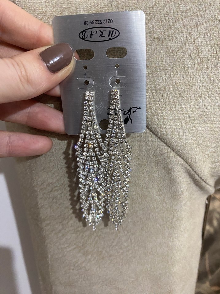 Uzun sarkıt küpe taşlı - Görsel 2