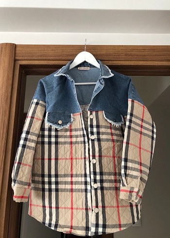 universal Beden kahverengi Renk Düğmeli Ekose Desenli Kadın Denim Ceket