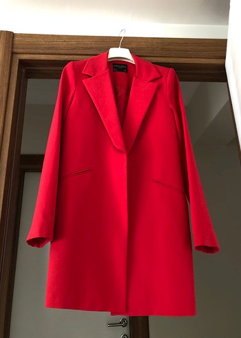 38 Beden kırmızı Renk Kırmızı Kadın Düğmeli Midi Blazer Ceket