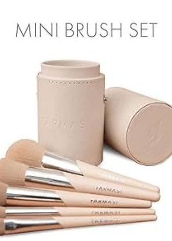 Bej Pastel Makyaj Fırça Seti ve Taşıma Kutusu - Görsel 2