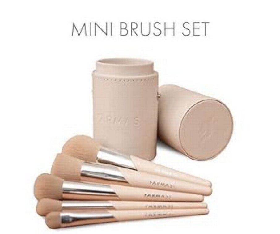 Bej Pastel Makyaj Fırça Seti ve Taşıma Kutusu - Görsel 2