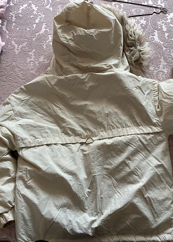 Mavi Jeans Beyaz Kadın mont, Kürklü Kapüşonlu, Midi Boy