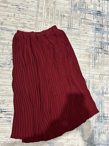 Bordo pileli midi boy etek