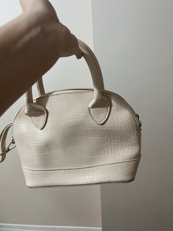 Beyaz Yılan Desenli Deri Kadın Çanta - Görsel 2