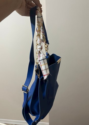 Parlak Mavi Deri Kadın Çanta - Görsel 2