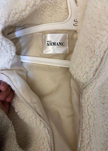 Bej Kadın Peluş Ceket, Yüksek Yakalı, Rahat Kesim - Görsel 2