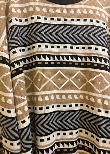 Bohem Uzun Kollu Desenli Örgü Kazak - Görsel 2