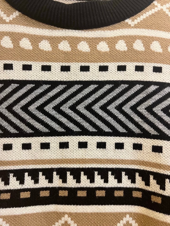 Bohem Uzun Kollu Desenli Örgü Kazak - Görsel 3