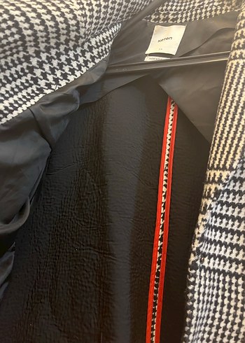 Düğmeli Gri Ekose Midi Kadın Kaban - Görsel 2